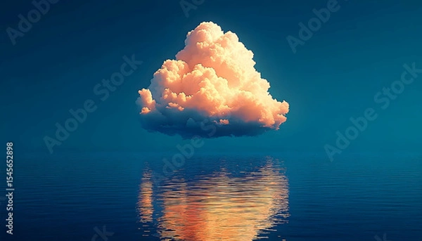 Fototapeta Floating cloud reflection on water