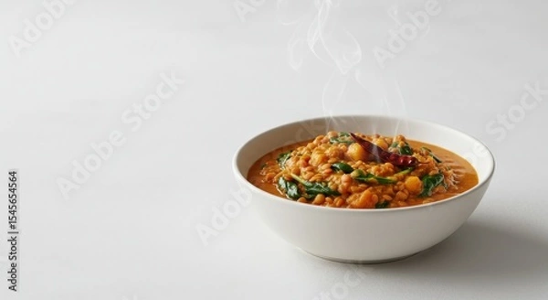 Fototapeta Spicy Lentil Curry In White Bowl