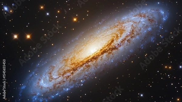Obraz Majestic spiral galaxy in deep space with distant stars