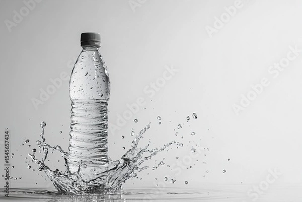 Obraz Water bottle splashing into water with droplets