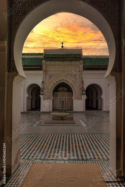 Fototapeta Ornate courtyard of a Moroccan mosque.