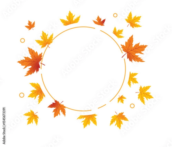 Fototapeta Autumn Leaves Background, Hand Drawn Flat Autumn Background, Maple Leaf Autumn Background