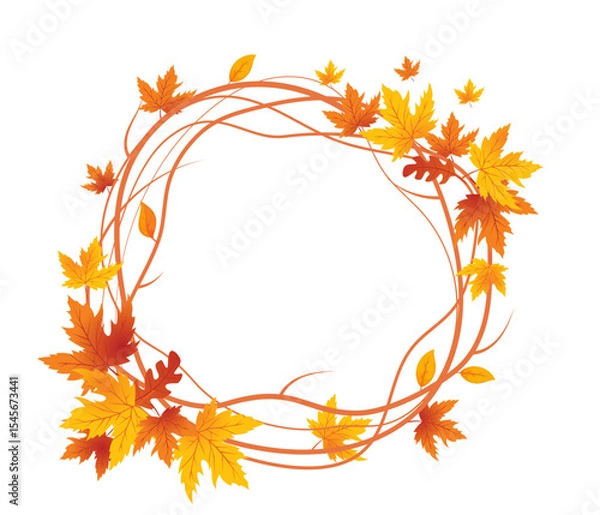Fototapeta Autumn Leaves Background, Hand Drawn Flat Autumn Background, Maple Leaf Autumn Background