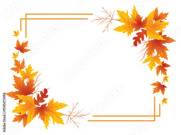 Fototapeta Autumn Leaves Background, Hand Drawn Flat Autumn Background, Maple Leaf Autumn Background