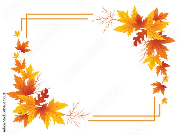 Fototapeta Autumn Leaves Background, Hand Drawn Flat Autumn Background, Maple Leaf Autumn Background