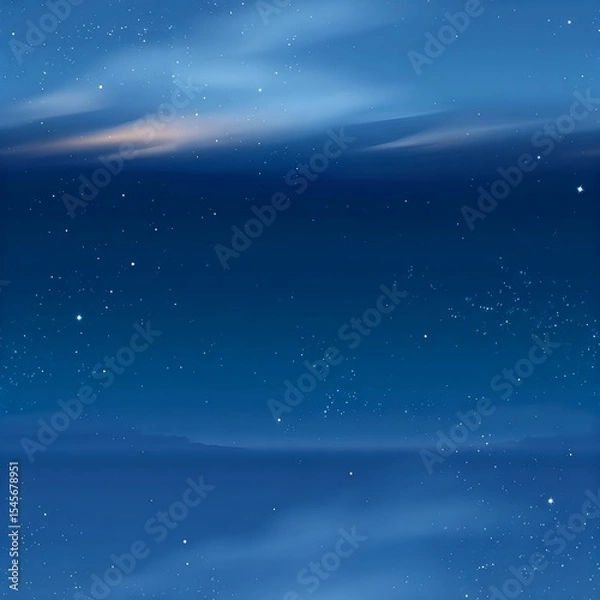 Fototapeta Seamless pattern of an elegant starry night illustration showing a cloudless sky and shimmering constellations in rich deep blue gradients