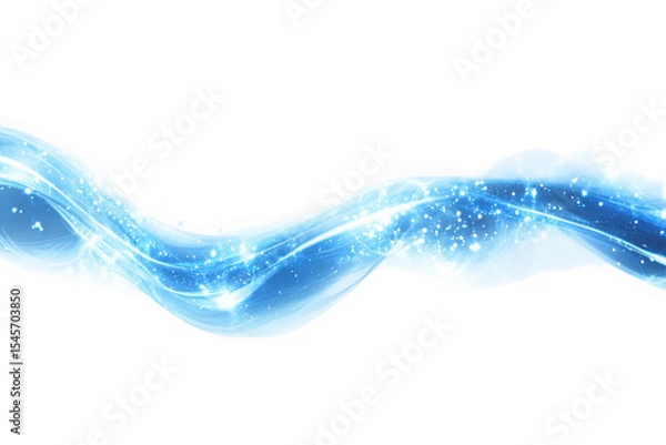 Fototapeta Abstract blue light wave effect, glowing stream, energy flow, sparkle trail, magic swirl, isolated on transparent background
