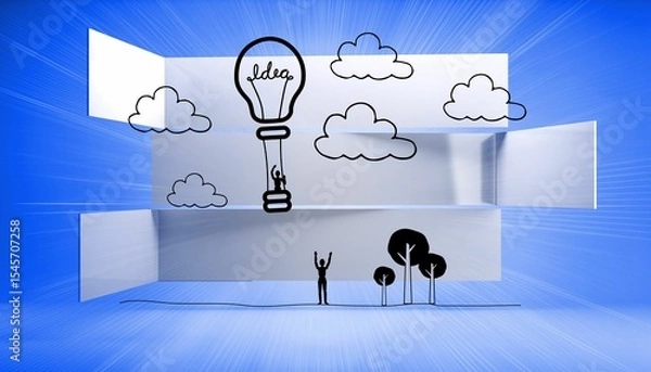 Fototapeta Hot air balloon on abstract background