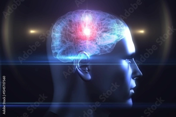 Obraz Brain diagram in human head