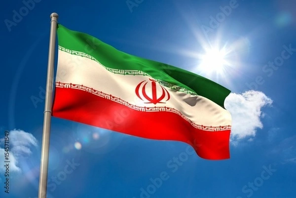 Obraz Iran national flag on flagpole