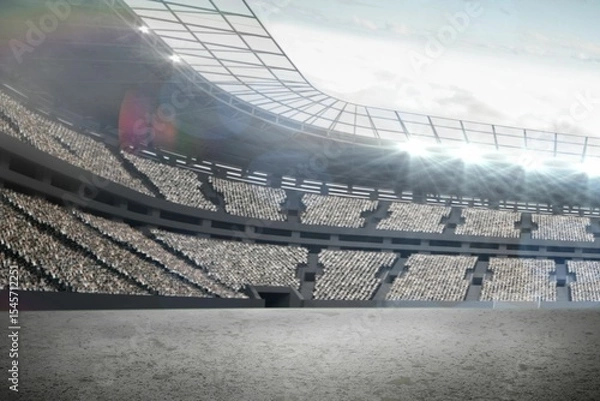Fototapeta modern sports stadium is being shown in flat design with empty field, seating tiers, floodlights