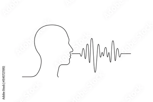 Obraz Audio profile continuous one line drawing minimalism design