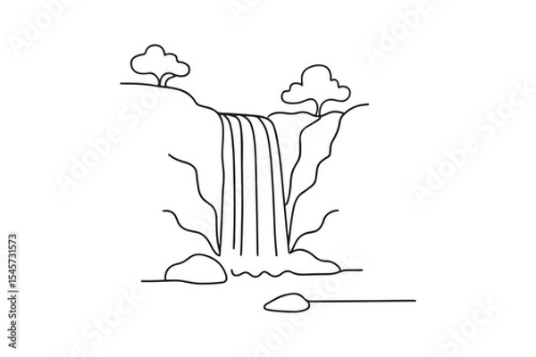 Fototapeta Waterfall continuous one line drawing minimalism design
