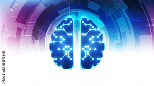 Fototapeta Vector Abstract artificial intelligence brain futuristic circuit board, Illustration high digital technology blue color
