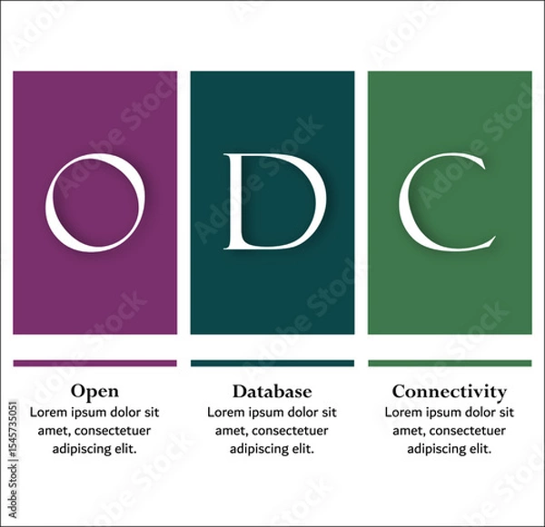 Fototapeta ODC - Open Database Connectivity acronym. Infographic template with icons and description placeholder