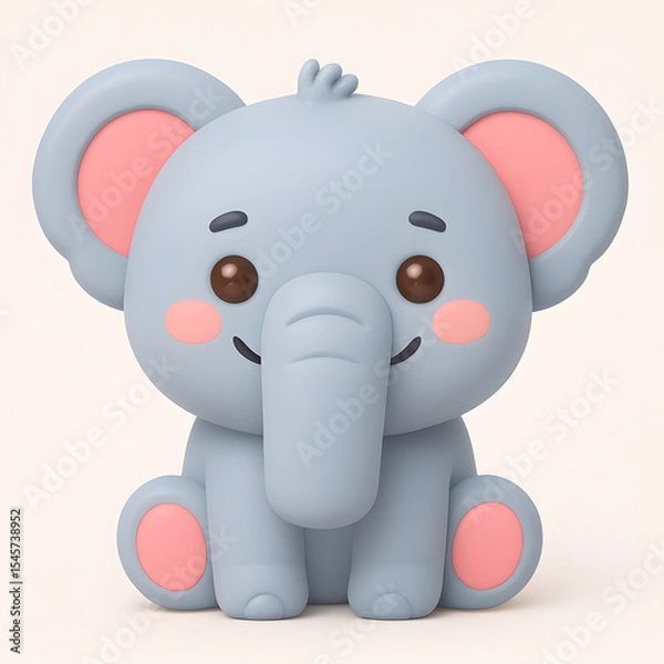 Obraz 3D Elephant Illustration Isolated in a White Background