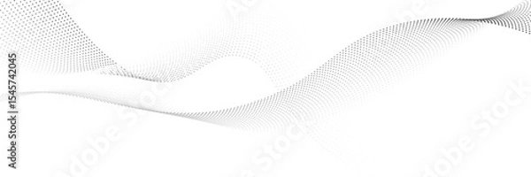 Obraz Flowing dots particles wave pattern halftone gradient curve shape isolated on white background. Vector in concept of technology, science, music, modern.