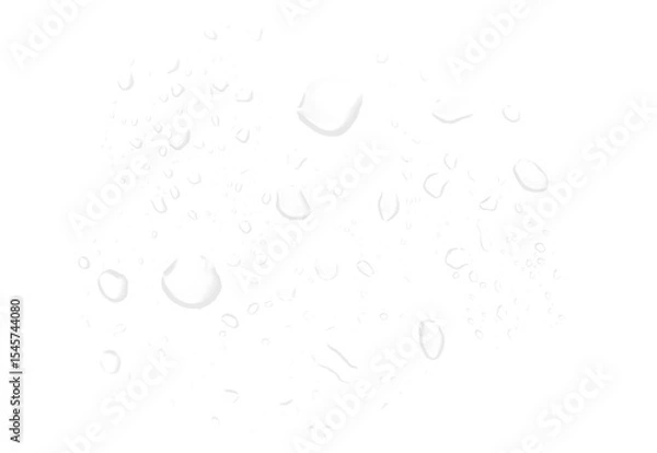 Fototapeta Falling raindrops with mist effects on transparent glass surface, ideal for rainy theme designs.