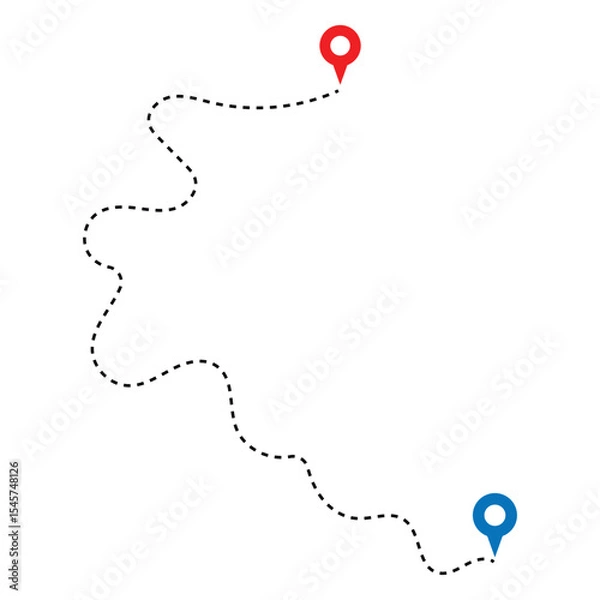Obraz Map route icon. Gps path symbol. Travel signs. Roadmap symbols. start and finish icons. Vector isolated sign in eps 10.