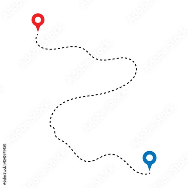 Obraz Map route icon. Gps path symbol. Travel signs. Roadmap symbols. start and finish icons. Vector isolated sign in eps 10.