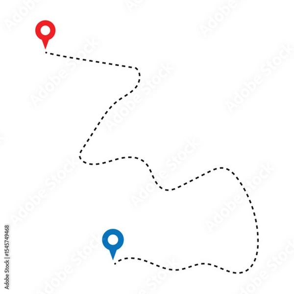Obraz Map route icon. Gps path symbol. Travel signs. Roadmap symbols. start and finish icons. Vector isolated sign in eps 10.