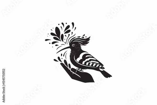 Fototapeta a Hoopoe bird vector silhouettes image with white color back round adobe illustrator. eps
