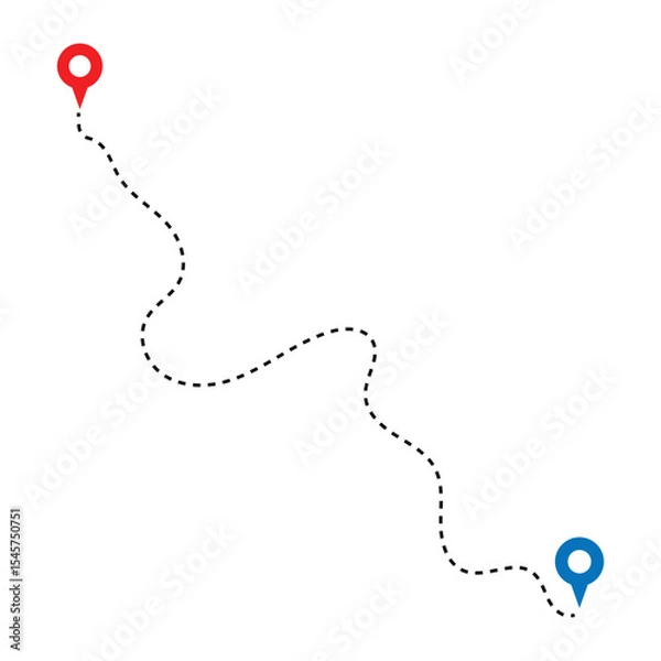 Obraz Map route icon. Gps path symbol. Travel signs. Roadmap symbols. start and finish icons. Vector isolated sign in eps 10.