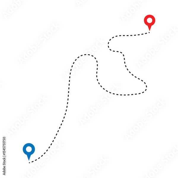Obraz Map route icon. Gps path symbol. Travel signs. Roadmap symbols. start and finish icons. Vector isolated sign in eps 10.