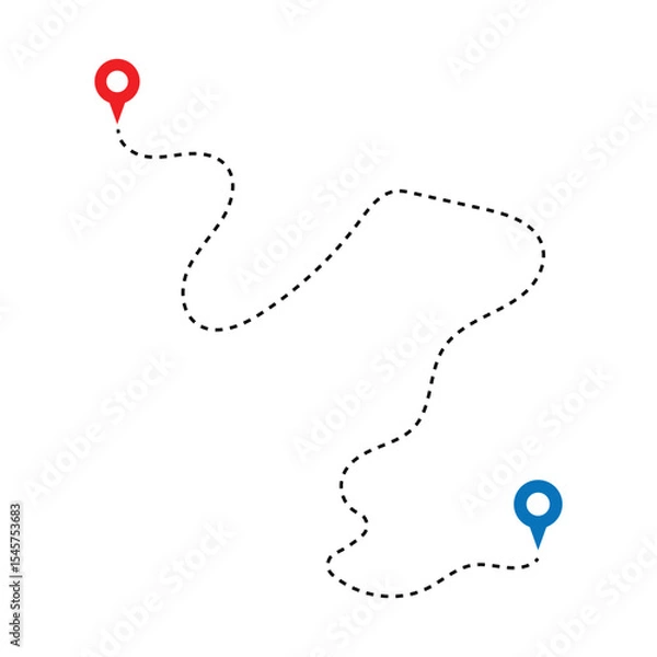 Fototapeta Map route icon. Gps path symbol. Travel signs. Roadmap symbols. start and finish icons. Vector isolated sign in eps 10.