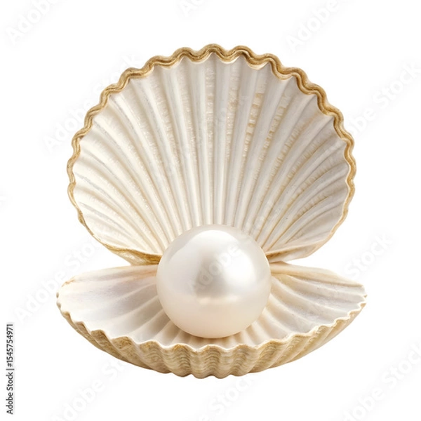 Fototapeta a huge pearl lies in a decorative shell isolated on a transparent background