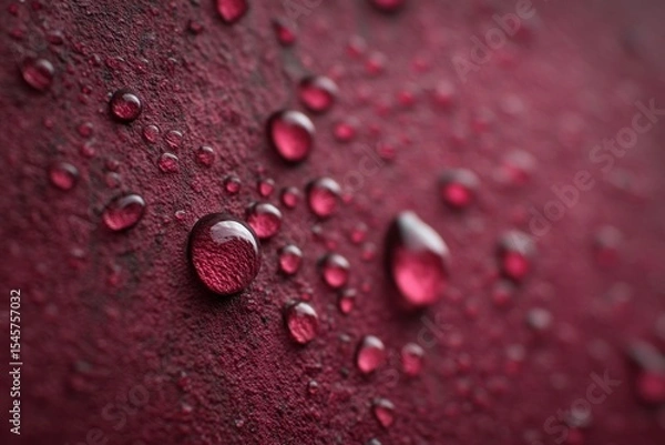 Fototapeta A close up of water droplets on a red surface