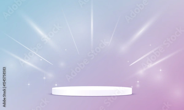 Fototapeta Blue and Purple Background Empty Room Studio with podium Space for selling products on the website. Empty room with light effect. Vector illustration.