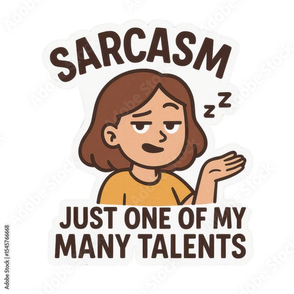 Fototapeta Sarcasm Expressed: A whimsical illustration capturing the essence of wit and dry humor, featuring a person with a knowing expression.