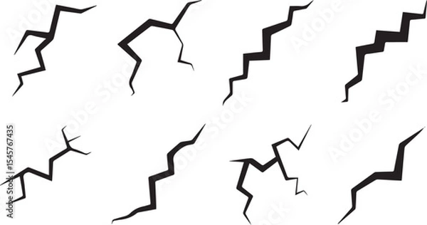 Fototapeta Crack set silhouette graphics isolated on white background