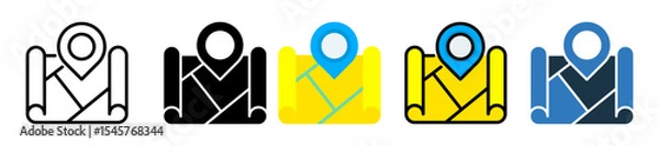 Fototapeta Map icon multiple style 