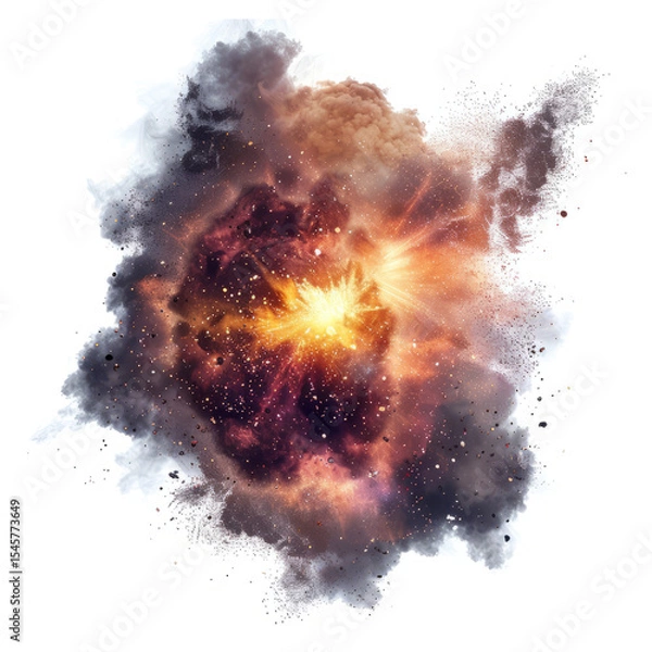 Obraz explosions of cosmic dust on a white background.