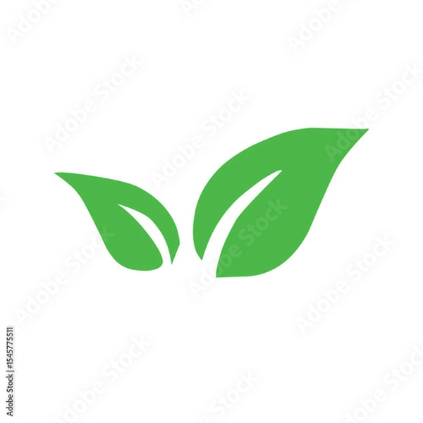 Fototapeta Natural set of abstract isolated green leaves icons, eco signs and label, plant branches, twigs tea and natural sprigs silhouettes on white background