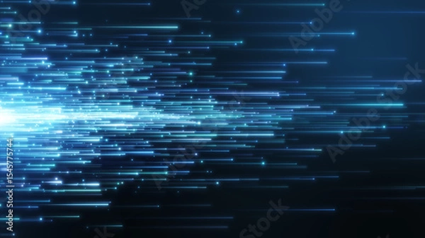 Obraz Abstract cold tech blue light trail creative cosmic background.