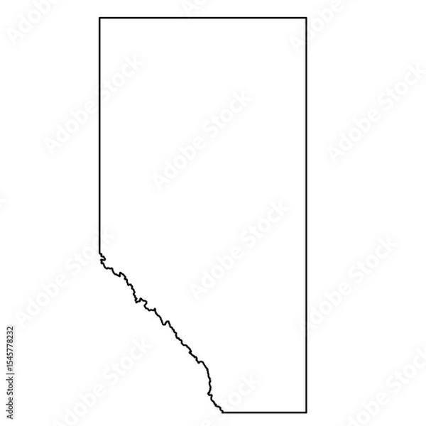 Obraz Simple black and white outline map of the Canadian province of Alberta isolated on a white background for design.