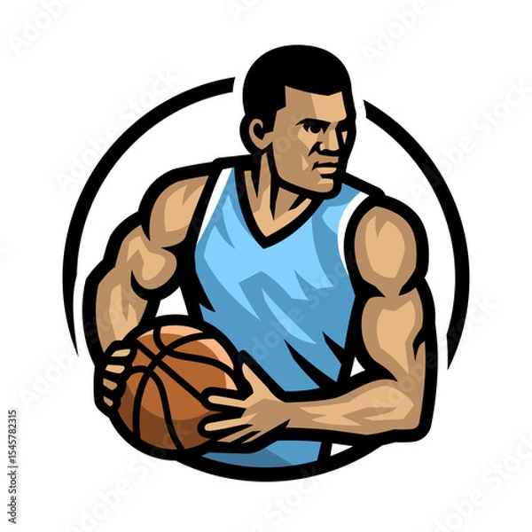 Obraz Logo of a basketball player with a ball in his hands.