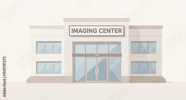 Fototapeta Large white building with a sign that says Imaging Center