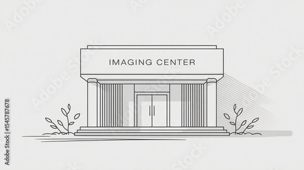 Fototapeta Building with a white facade and a sign that says Imaging Center