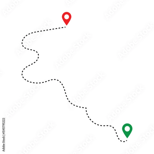 Obraz Map and location symbols. Geolocation map distance path. Location icon. Location pin place marker. Pinpoint, map search, route, navigator vector illustration in eps 10.