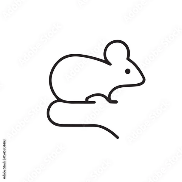 Obraz Minimalist Line Art Mouse on Hand Icon – Simple Black Outline Animal Illustration