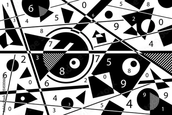 Obraz Abstract black and white simple composition. Geometric design background.
