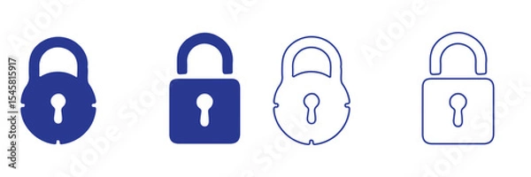 Fototapeta set of locks icon of Silhouettes