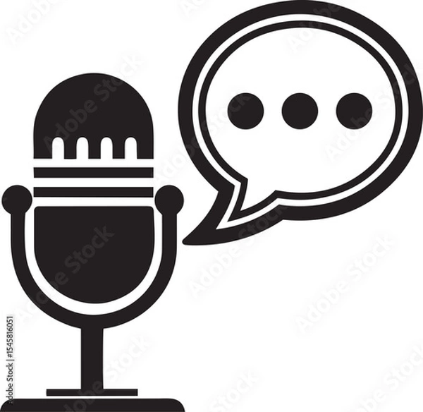 Obraz Modern vector icon art of representing voice commands, representing voice commands vector graphics, line art and silhouette design