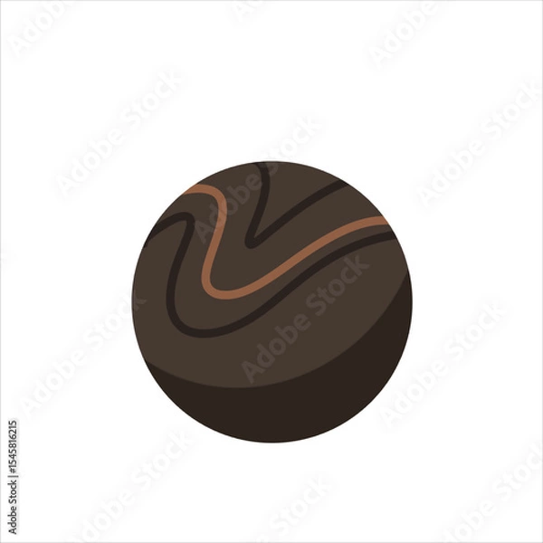 Fototapeta Realistic chocolate truffle in isometric view with swirl pattern. Perfect for dessert branding, candy ads, or food-related digital projects.