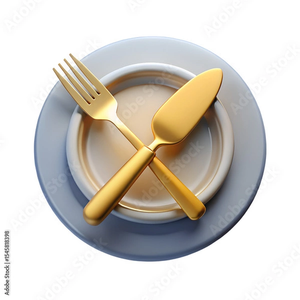 Fototapeta 3d Render Of A Fancy Dinner Plate With