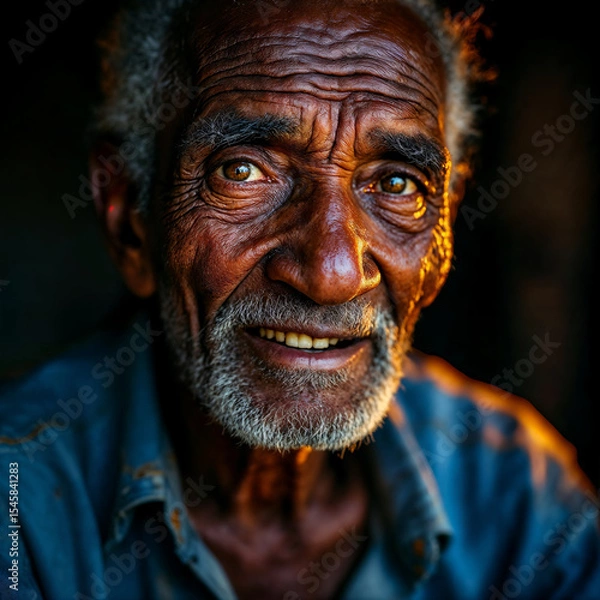 Obraz Portrait of a smiling elderly ethiopian man